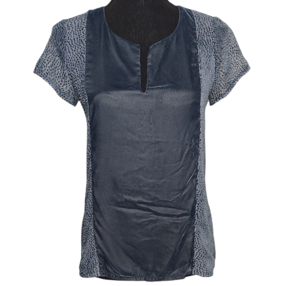 Women XS Blue Dolan Left Coast Collection Whimsygoth Boho Burnout Velvet  Top